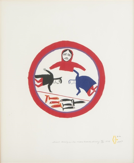 Inuit Family on the Moon by Jessie Oonark, 1975