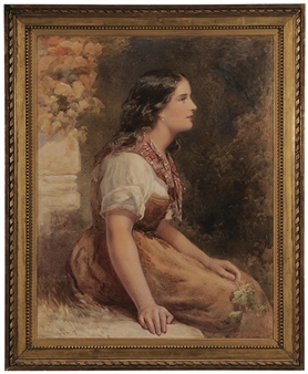 Young Italian Beauty, seated in a garden - Henry Whatley