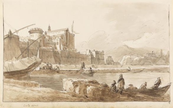 Blick auf das Castel Nuovo in Neapel by Ignace Duvivier, Early 19th century