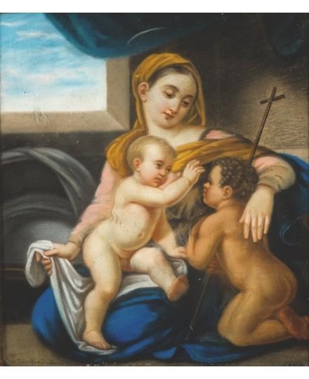 Artwork by Ivan Vasilievich Bugaevsky-Blagodarny, Mary with Young Christ and St. John, Made of pastel on paper