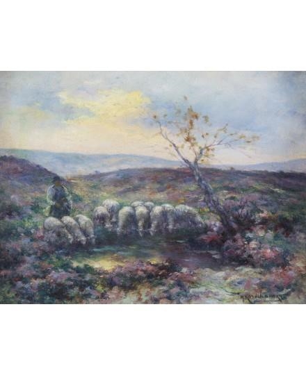 A Sheperd and his Herd at Dawn by Michel Korochansky