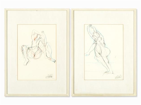 2 Works: Female Nudes by Wolf Vostell, 1983