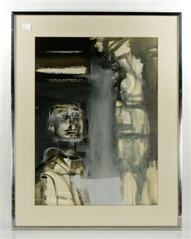 stylized figurehead and standing figure - A. Dunefano