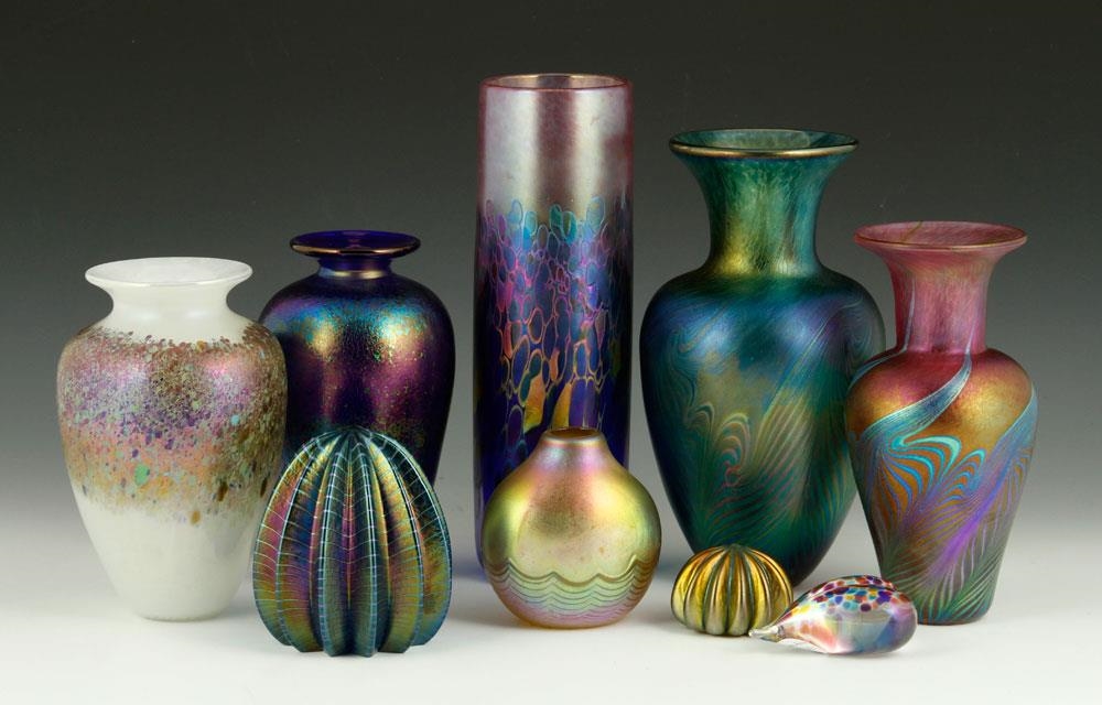 Robert Held | iridescent art glass pieces, nine total | MutualArt