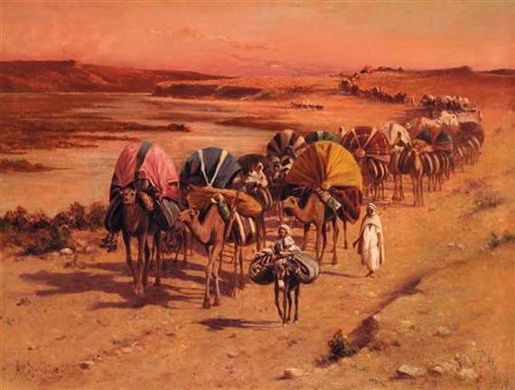 LA GRANDE CARAVANE IMPORTANT CARAVAN by Alexis Auguste Delahogue