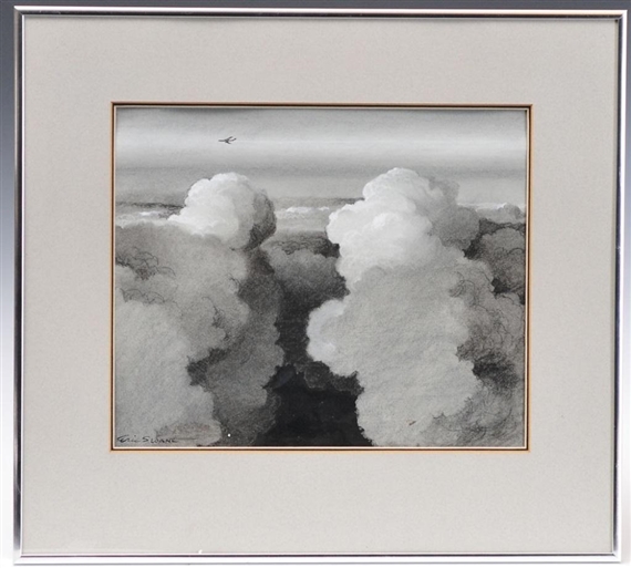 Cloudscape with Jet Airplane by Eric Sloane