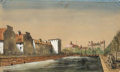 DORFBASSIN IN BREMEN (HAFENPARTIE) by Franz Radziwill, 1932