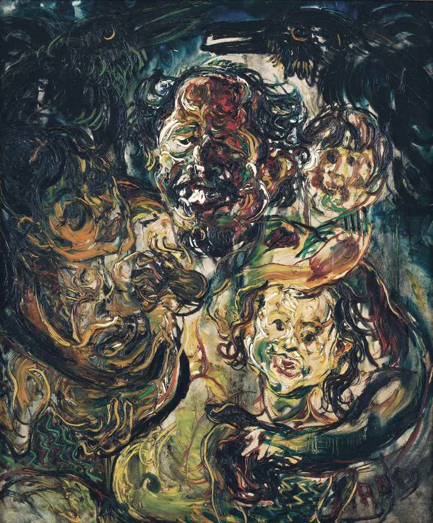 Affandi | Affandi and Grandchildren (1959) | MutualArt