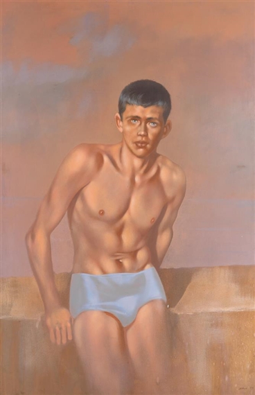 Young Man in a Blue Bathing Suit