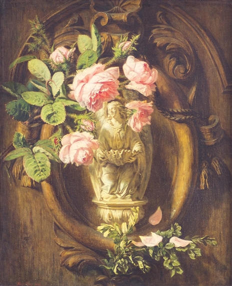 Still life of Roses on a Church Door by Simon Saint-Jean, 1852