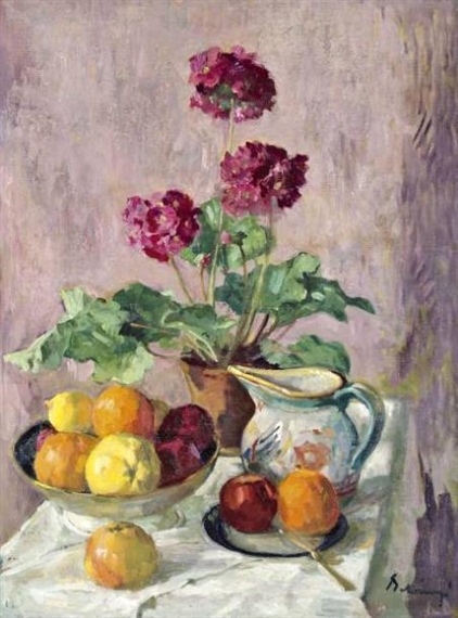 Still life with fruit and flower by Viktor Belanyi