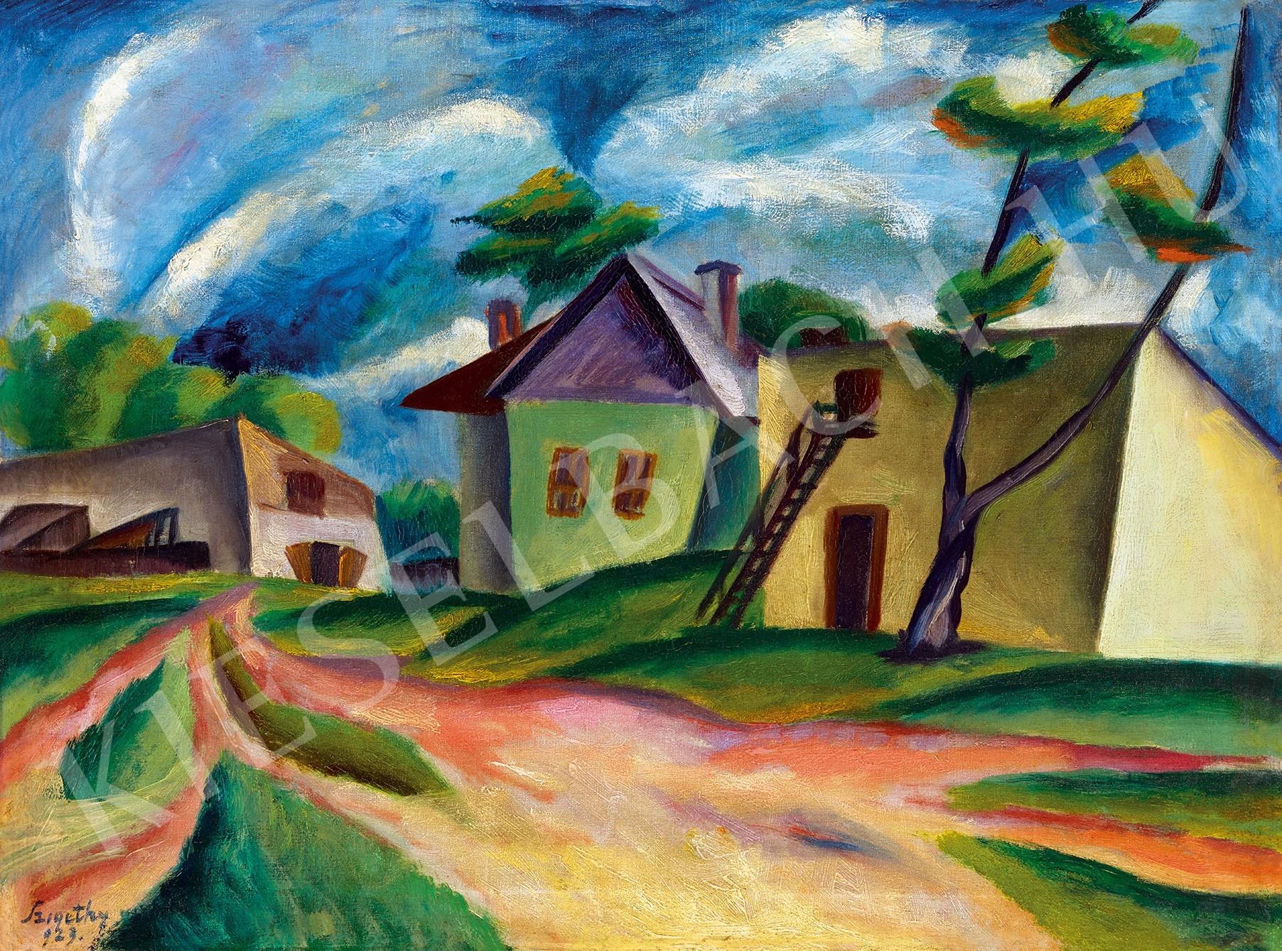 Szigethy István | Cubistic Street Scene (1923) | MutualArt