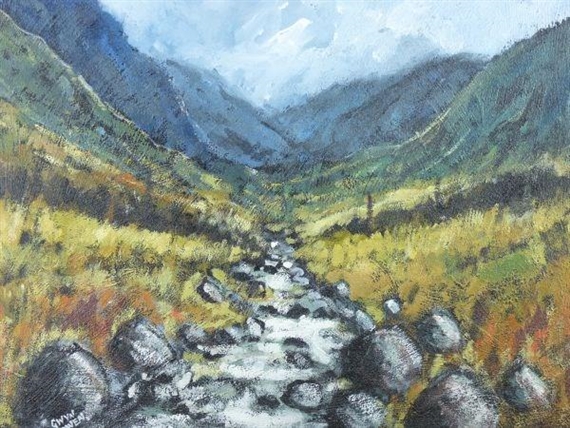 rushing stream, Llanberis Pass by Gwyn Owen