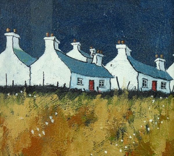 whitewashed Welsh cottages by Gwyn Owen