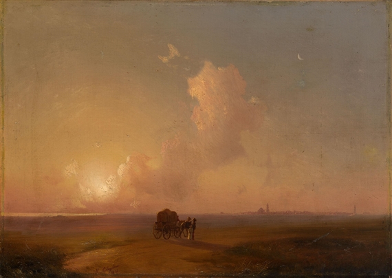 Camel-Cart at Sunset in a Coastal Landscape by Ivan Aivazovsky, 1848