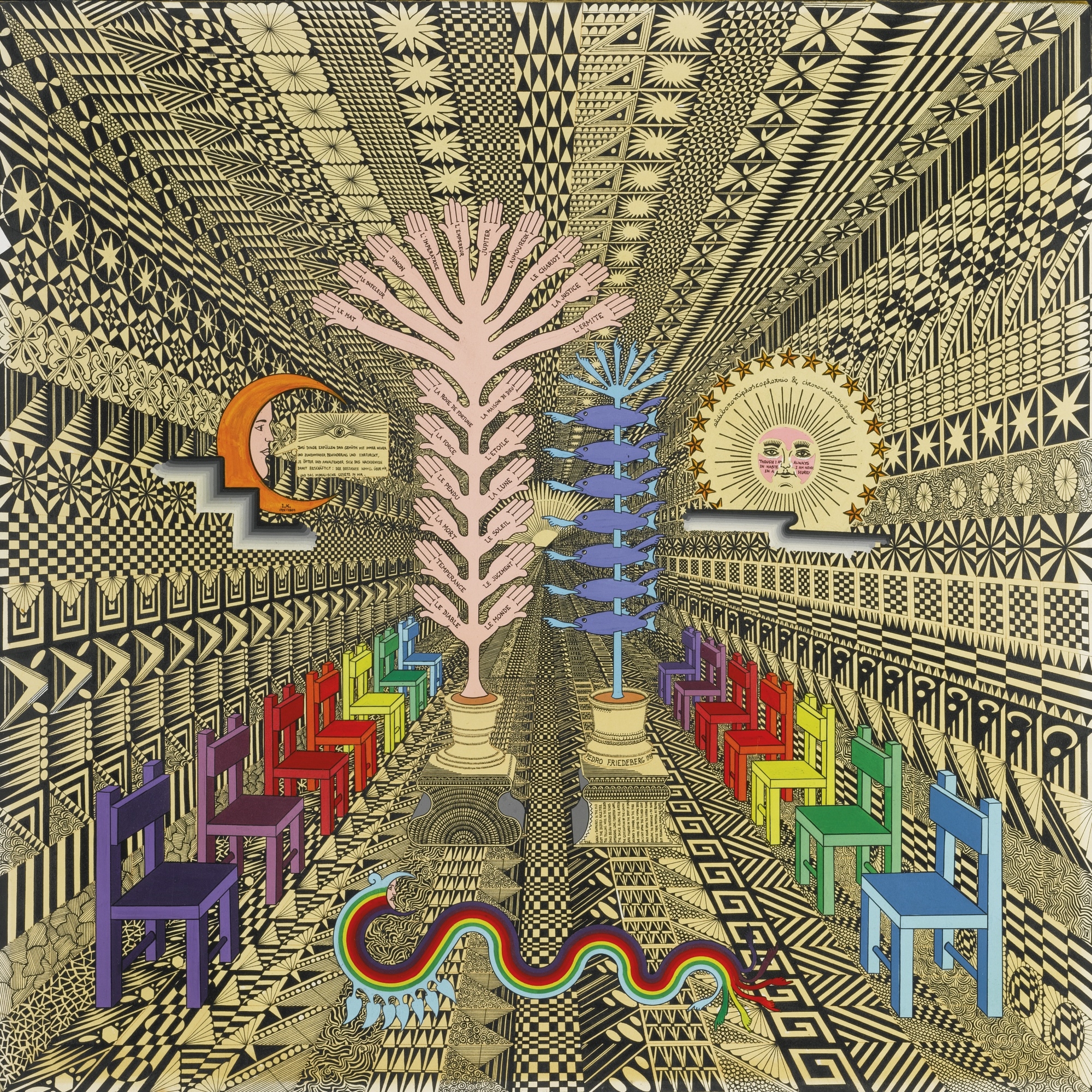 Artwork by Pedro Friedeberg, KANT'S KINDERGARTEN, Made of mixed media on board