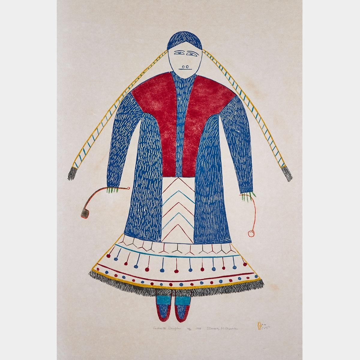 Artwork by Jessie Oonark, FAVOURITE DAUGHTER, Made of stonecut and stencil