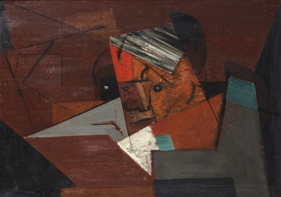 COMPOSITION AU VISAGE, PORTRAIT PRÉSUMÉ DE PICASSO by Louis Marcoussis, 1937