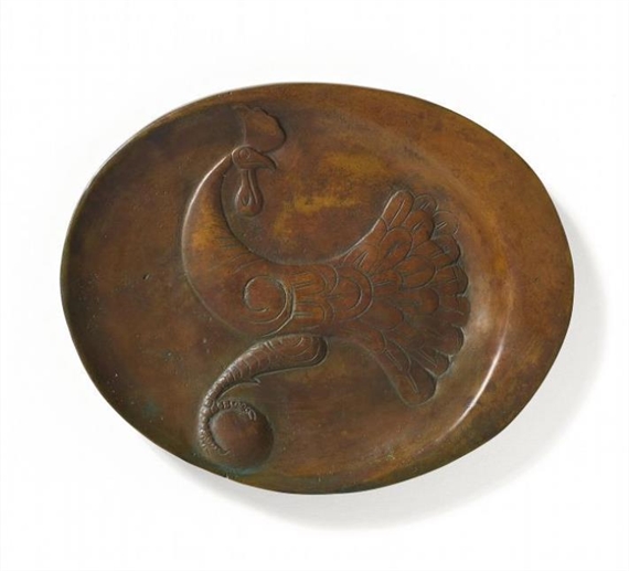 Ovaler Teller mit Hahn by Ewald Mataré, 1949