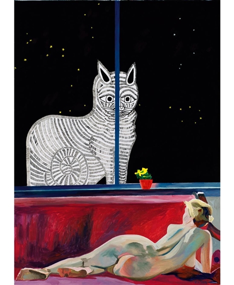 Night Cat and the Model of A. Deineka by Rostislav Lebedev, 2014
