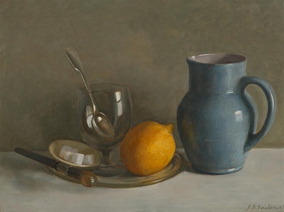 BLUE JUG WITH LEMON by John Bulloch Souter, 1967