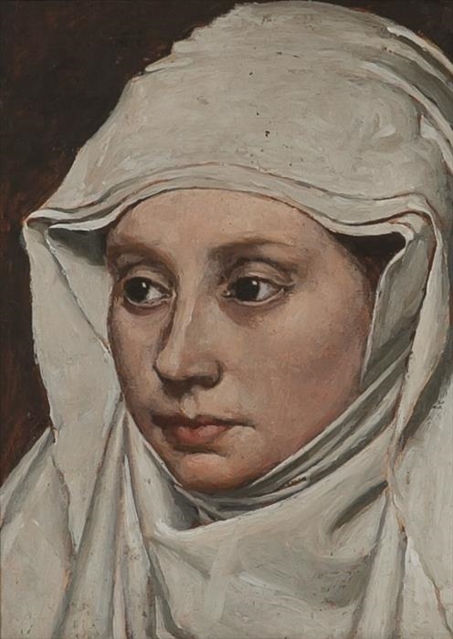 Artwork by John Bulloch Souter, 3 WORKS: A WOMAN; ARCHITECTURAL SCULPTURE & PORTRAIT OF A LADY, Made of oil on panel