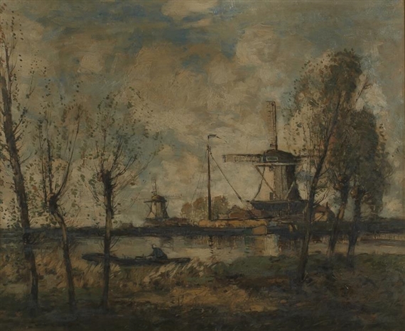 A DUTCH WINDMILL by William Alfred Gibson