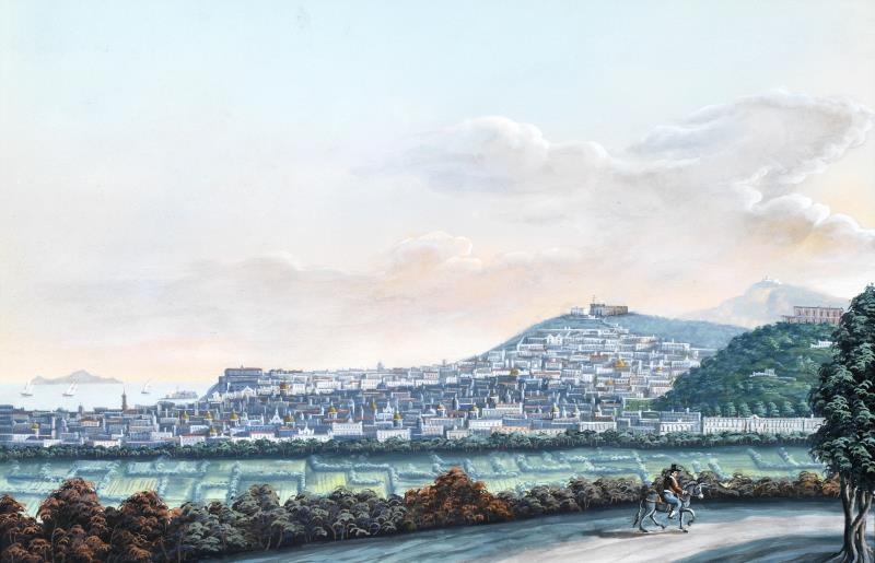 Artwork by Charles Glass, 2 Works: Napoli Veduto Dalla Strada Nuova del Campo; I Camp Elisi Dietro Baia, Made of Watercolour and gouache