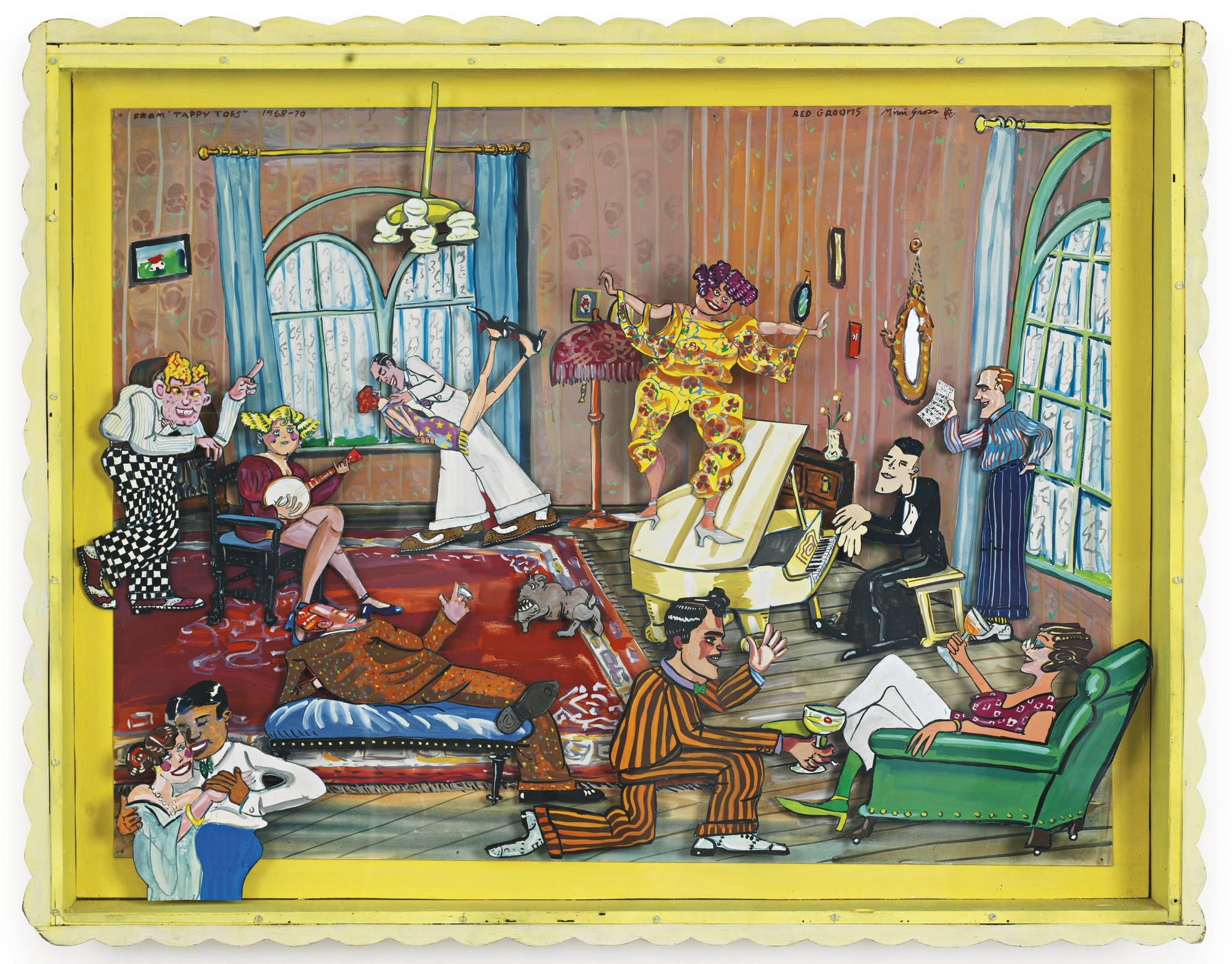 Artwork by Red Grooms, Mimi Gross Grooms, FROM 'TAPPY TOES', Made of painted diorama in artist's box frame with Plexiglas window