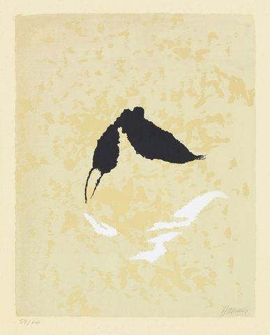 Artwork by Willi Baumeister, TAUCHER MIT REFLEXION, Made of Colour silkscreen on cardboard