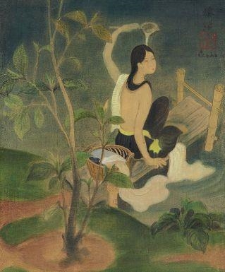 Jeune femme au bord de l'eau by Lê Phổ, circa 1938-1940