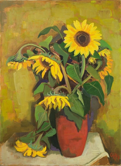 Sonnenblumen In Einer Vase by Karl Hofer, 1946