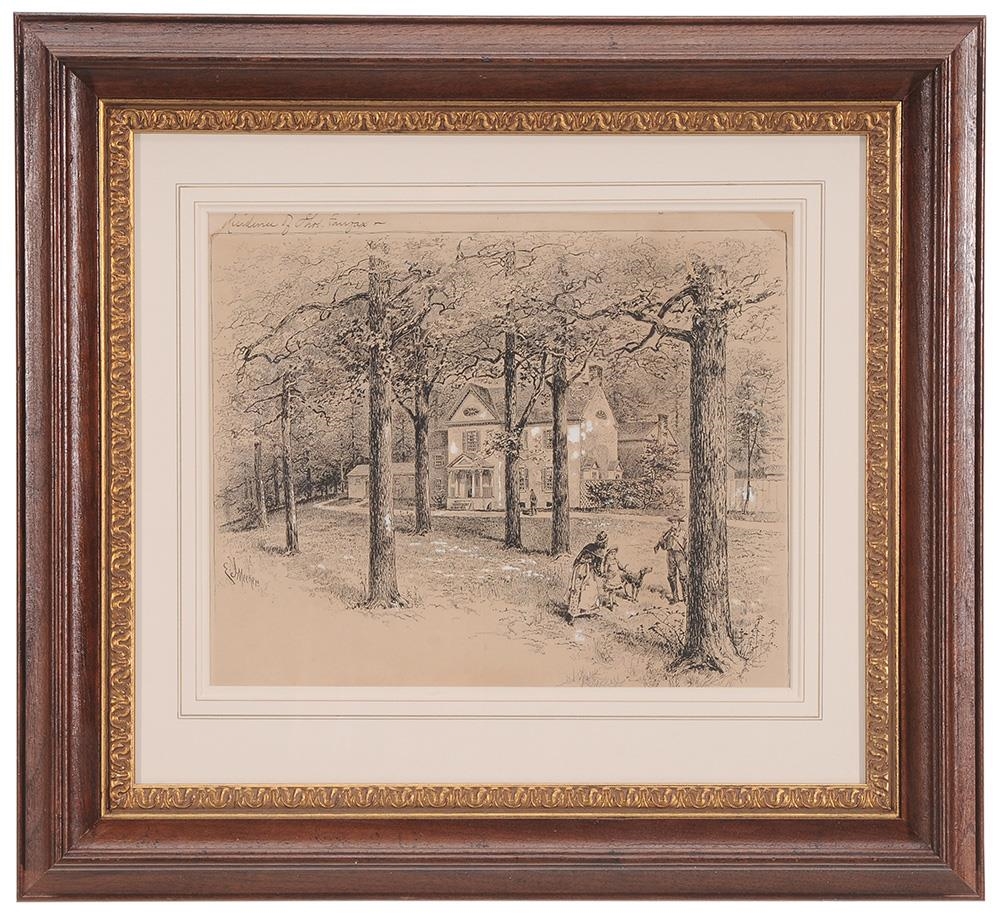 Artwork by Edwin J. Meeker, The Residence of Thomas Fairfax, Made of ink and body color on paper laid on card