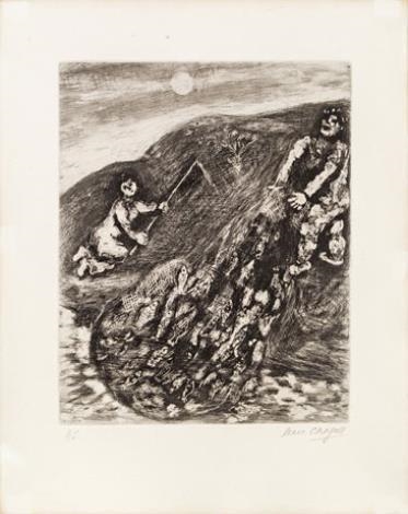 Les poissons et le berger qui joue de la flute by Marc Chagall, 1952
