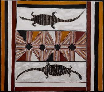 Dhamala Goannas and Waterhole - Richard Birrinbirrin