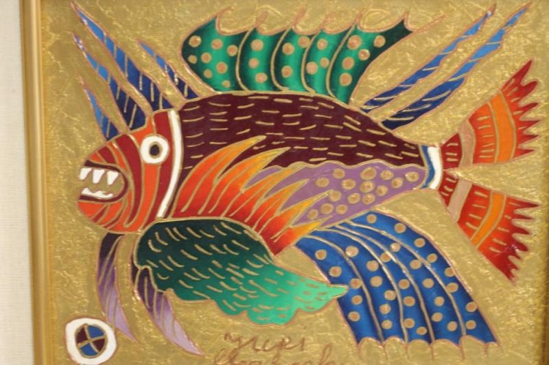 Artwork by Yuri Gorbachev, Tropical Fish, Made of Oil and gold leaf on canvas