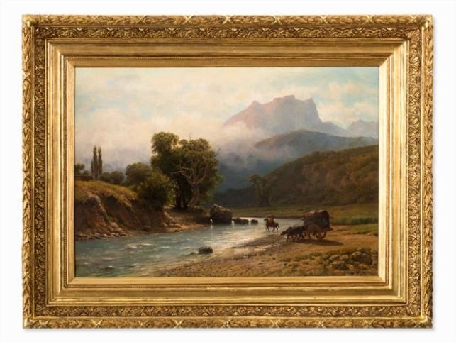Artwork by Lev Felixovich Lagorio, River Crossing in the Caucasus, Made of Oil on canvas