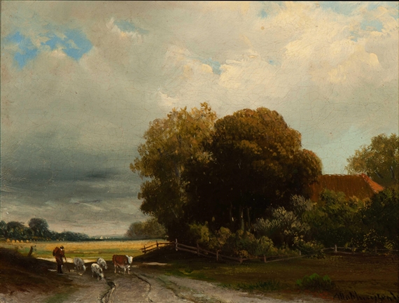 Boerenhoeve by Alexander Hieronymus Bakhuyzen
