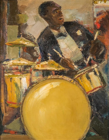 The Jazz Drummer by Jefferson Tester, Circa 1940