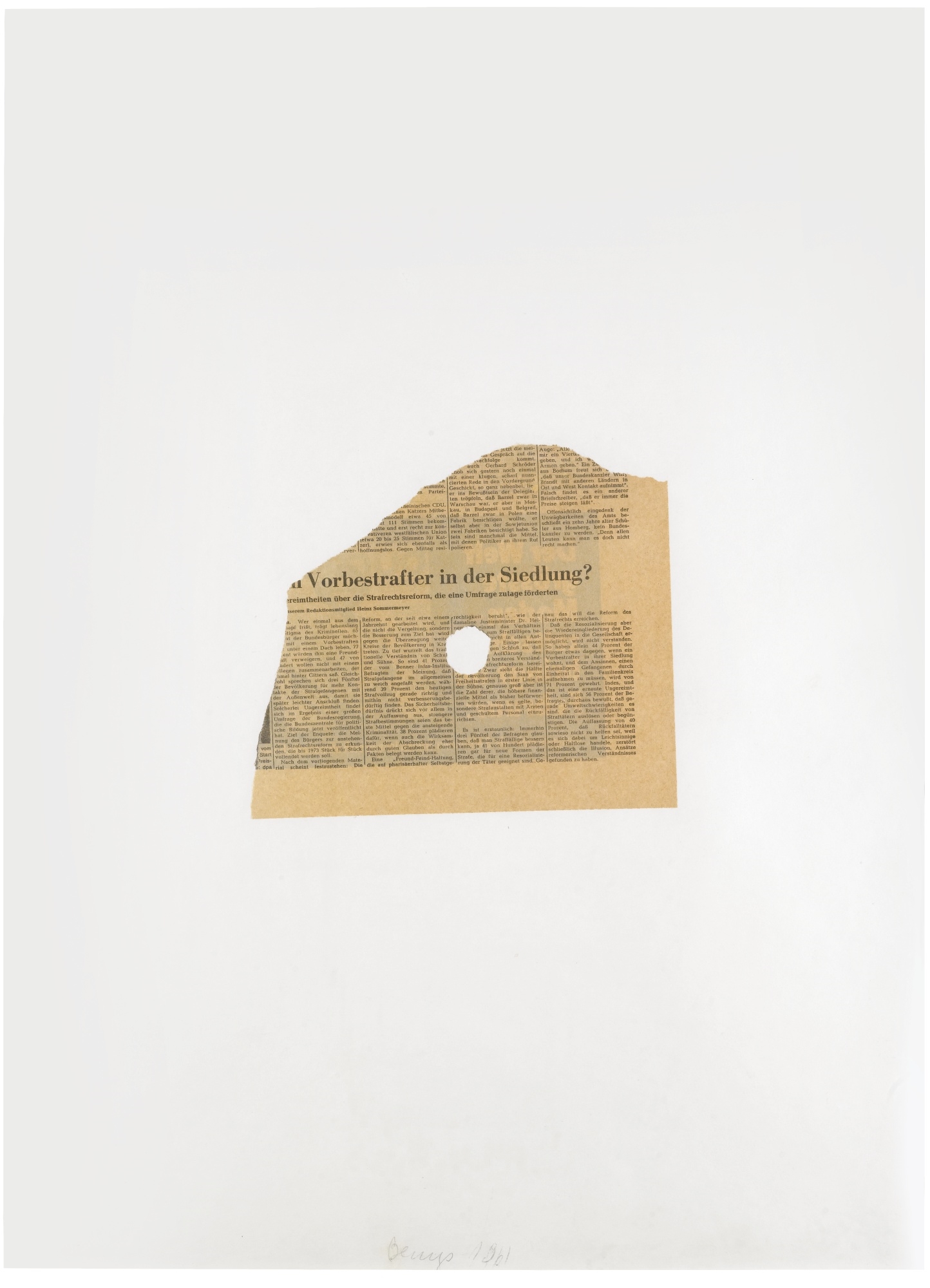 Artwork by Joseph Beuys, UNTITLED, Made of torn newspaper collage on paper