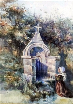 girl praying by a shrine - Milicent S. Grose