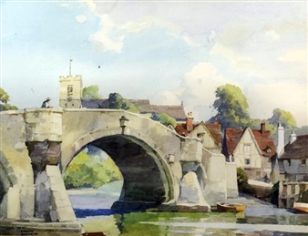 3 works: Aylesford Bridge ; High Street, Tronbridge ; The Medway at Rochester - Frank Sherwin