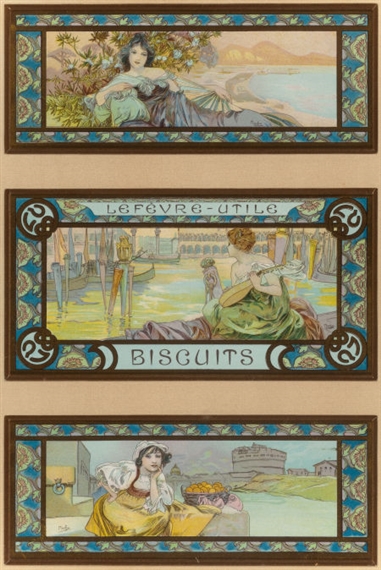 Alphonse Mucha 3 Works Biscuits Lefevre Utile Advertisements Mutualart