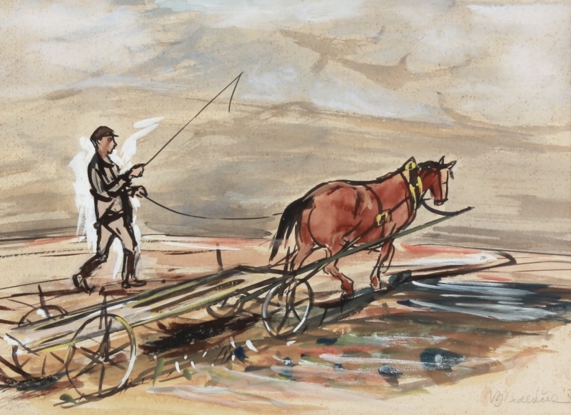 Artwork by Vojtěch Sedláček, On the field, Made of tempera, cardboard