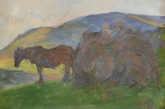 Carting bracken, Grasmere by Frank Bramley