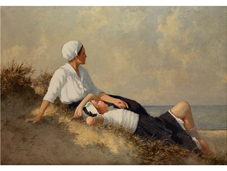 ZWEI MÄDCHEN AM MEER by Hermann Seeger