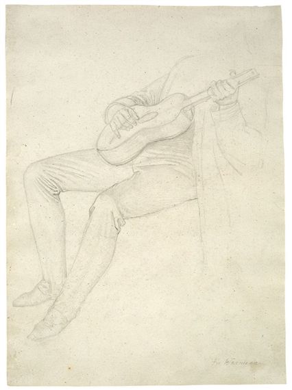 Gitarrenspieler (studie) by Friedrich Wasmann