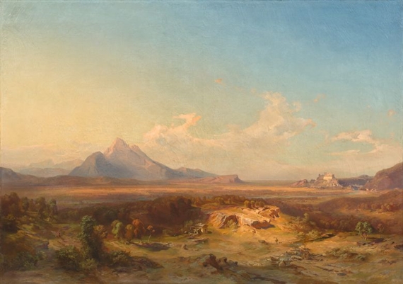 Landschaft mit staufen bei reichenhall by Carl Rottmann, Circa 1838 - 1842