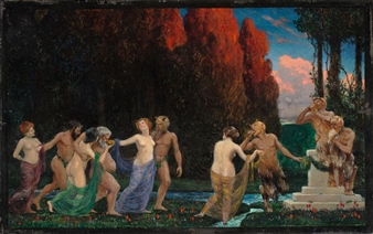 Bacchanten-zug (entwurf für den hauptvorhang des centraltheaters dresden) - Hans Unger