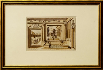 Architectural fantasy, after Vredeman de Vries - T. F. Groon